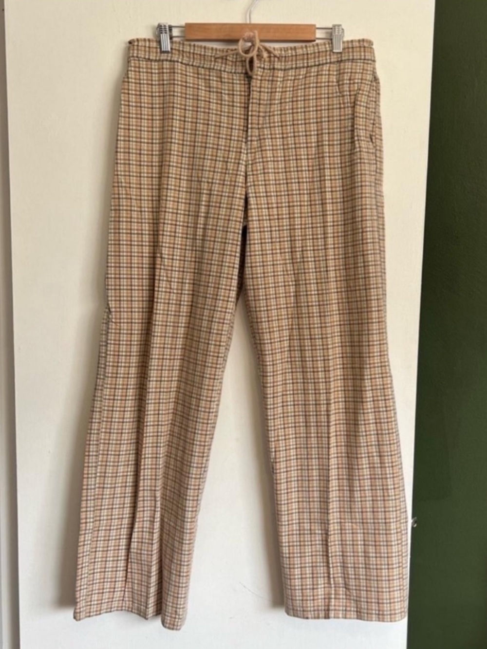 Vintage 90s Y2K American eagle plaid wide leg mid rise relaxed fit pants size 6